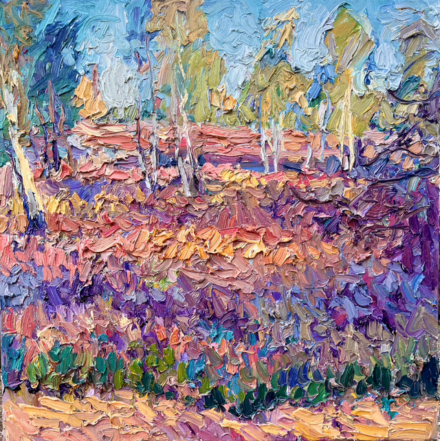 „September – Heideblüte“ Öl auf Leinwand, 80 × 80 cm, 2025