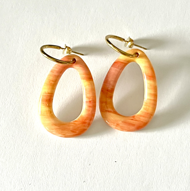 Boucles d’oreilles ovales orangées