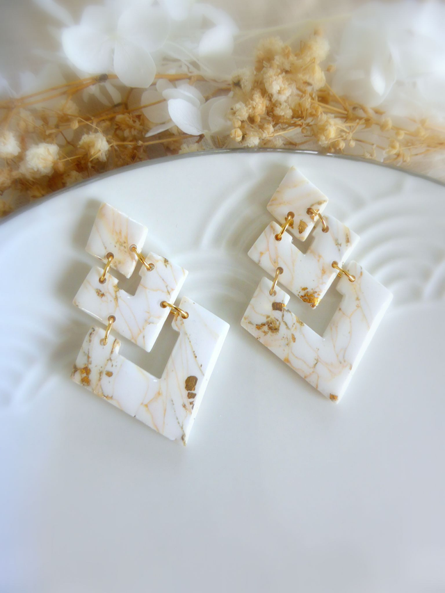 Boucles d'oreilles losanges - Crème d'or