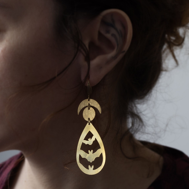 "beauty bat" boucle d'oreille chauve-souris en laiton 