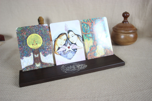 Support pour oracles Porte carte illustrées en bois Porte-cartes Tarot