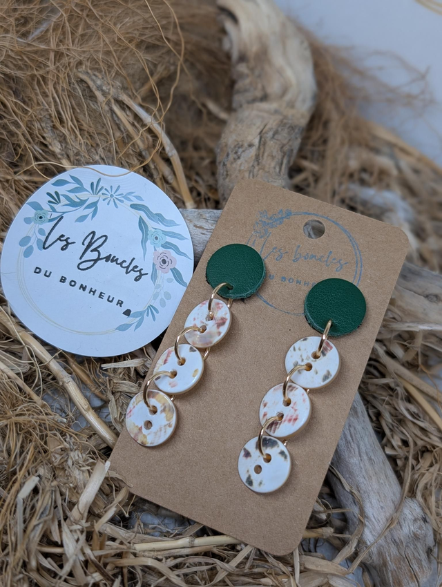 Boucles d&#039;oreilles boutons vert bou003