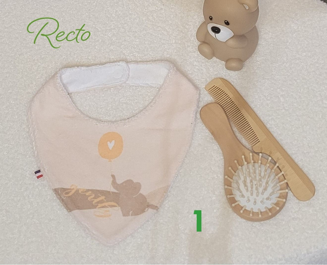 Bavoir bandana double face baby marron ocre