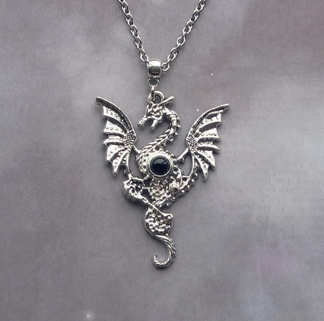 Majestic Dragon Necklace  - Black