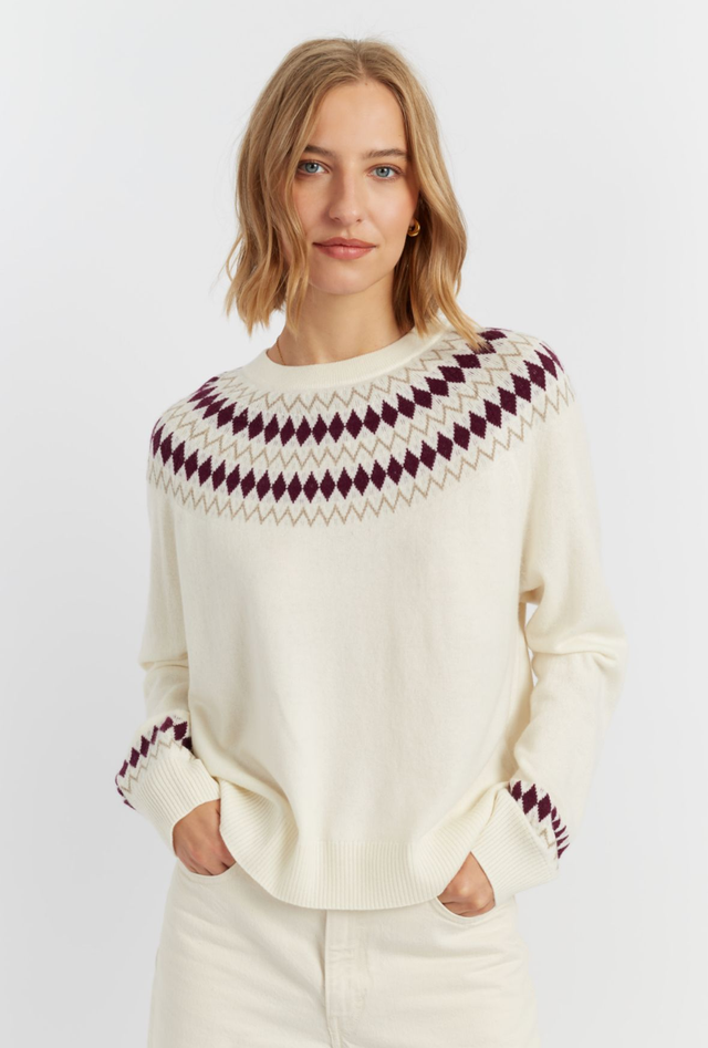 Cream Chinti &amp; Parker Wool/Cashmere Diamond Fairisle Sweater
