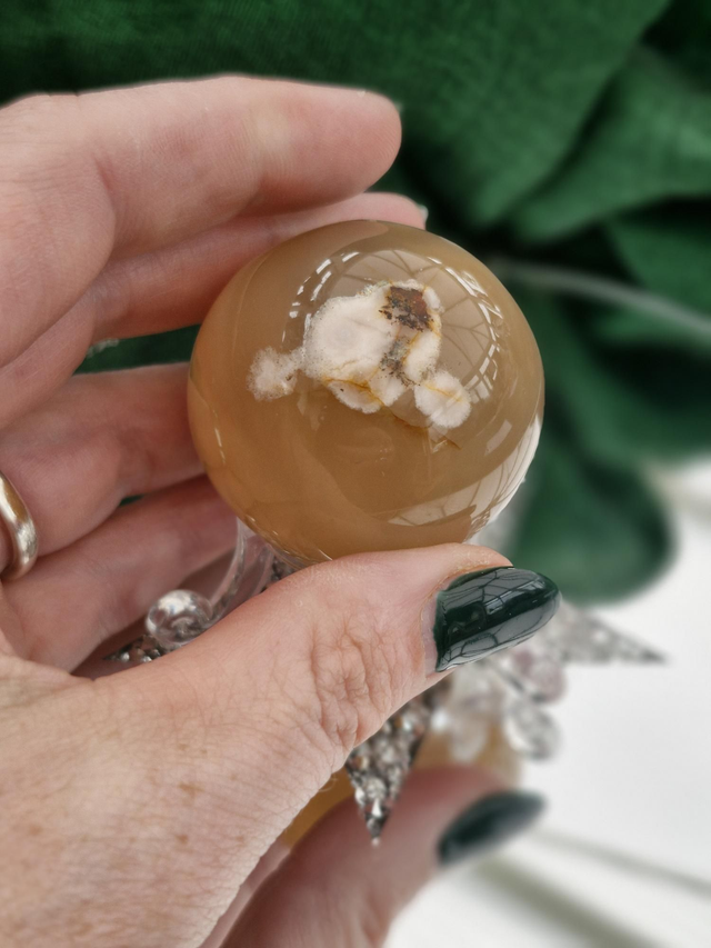 Flower agate sphere 