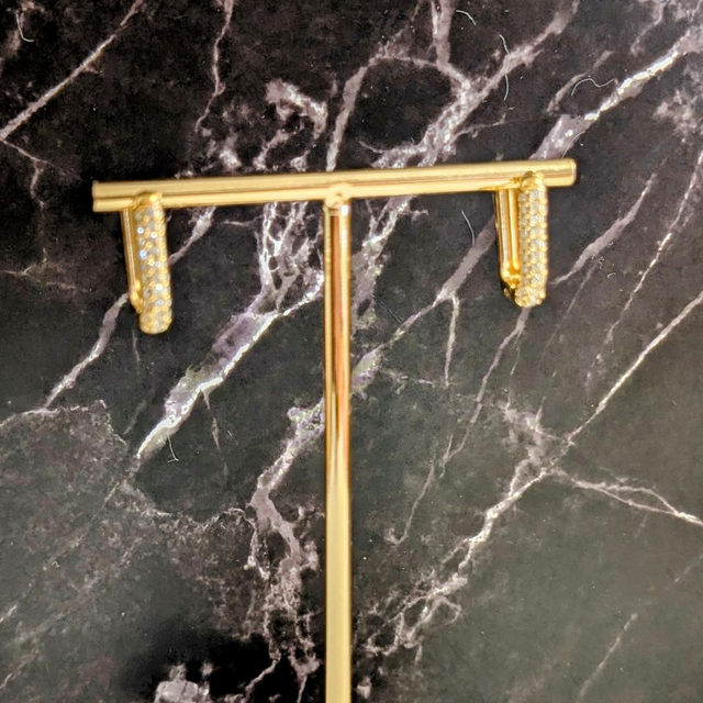 Boucle d&#039;oreille strass doré 