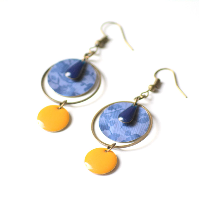 Boucles d'Oreilles upcyclées en Aluminium Recyclé - Florales