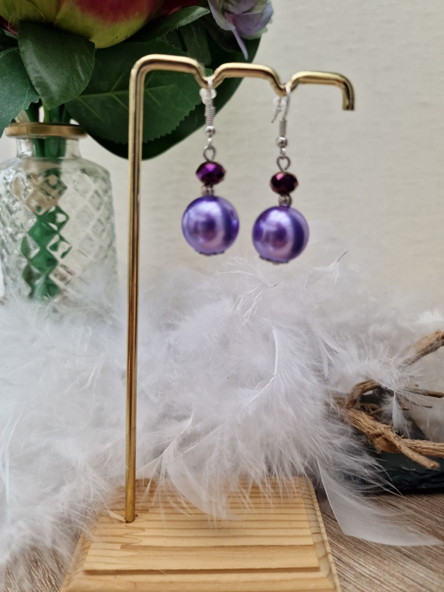 Boucles D&#039;oreilles Perles Lila Cristal