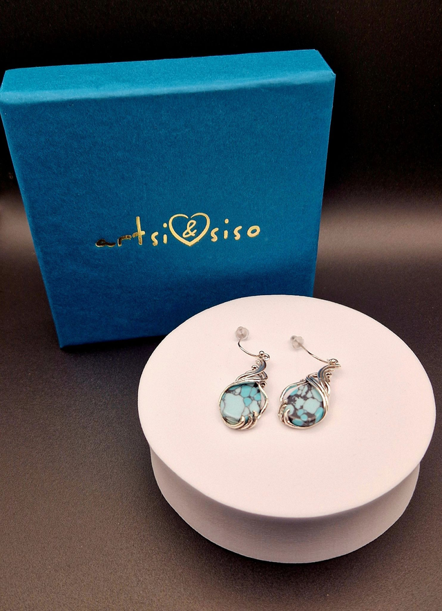 Turquoise Gemstone Earrings 925 silver plated