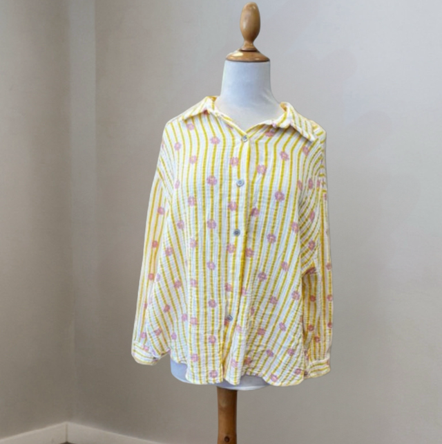 Musselin Bluse „Gelb Flower“ Oversize