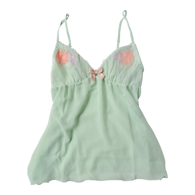 Japanese brand coquette mint green floral embroidered cups cami