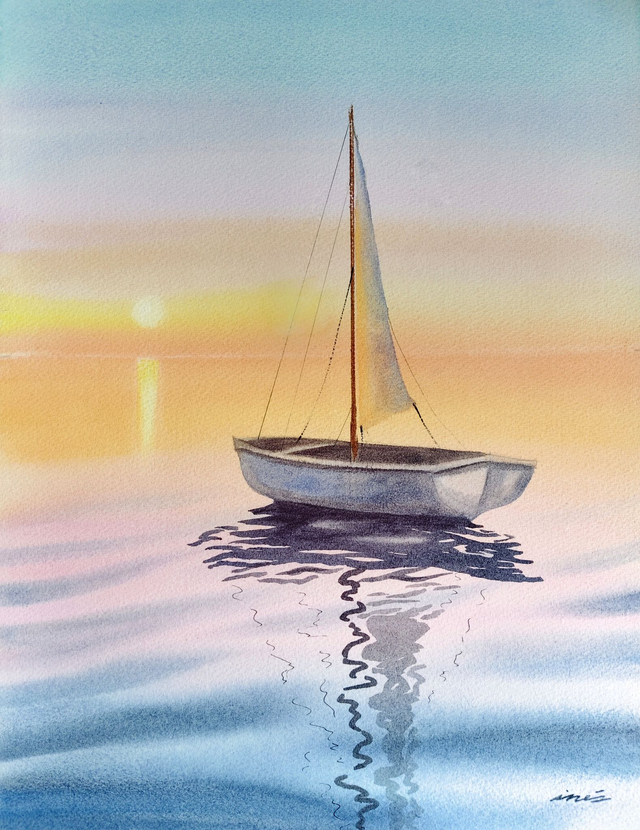 Atardecer en velero - 31 x 41 cm 