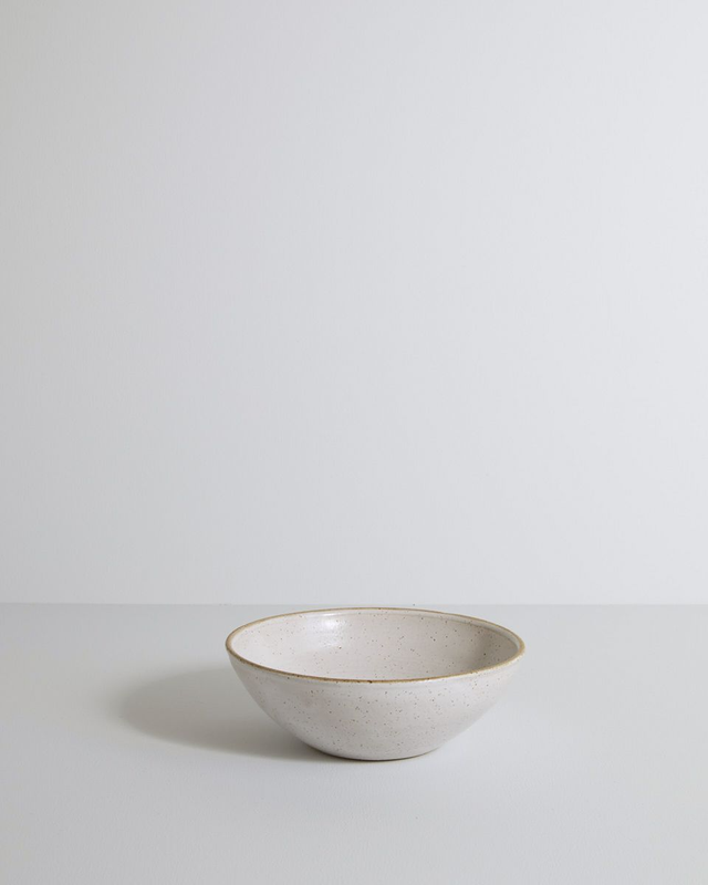 White speckled cereal bowl