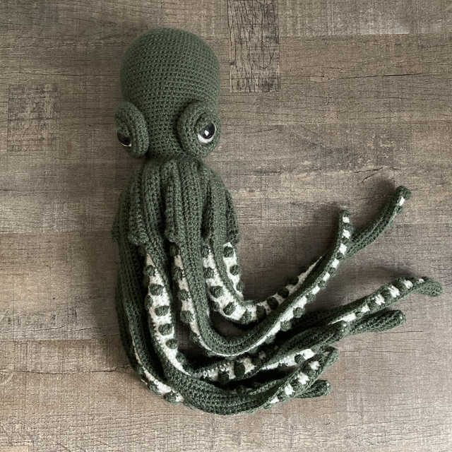 Peluche Paul le poulpe vert au crohet