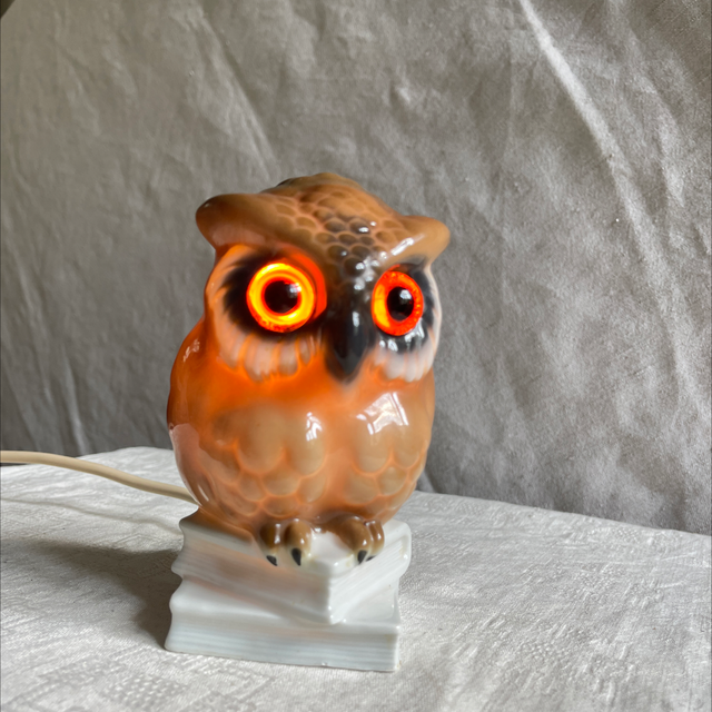 Eulen Leuchte Parfumlampe Porzellan