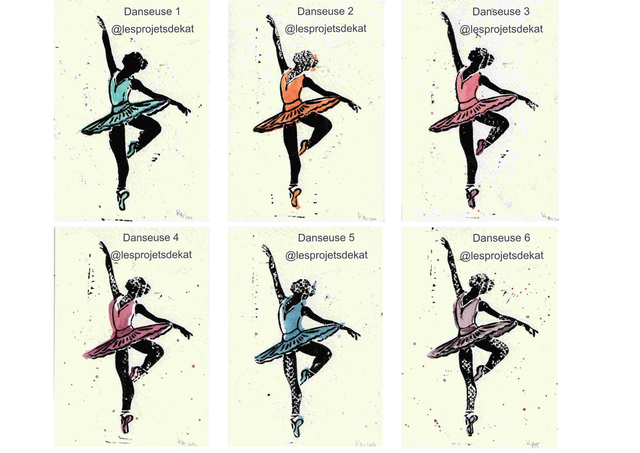 Danseuse - Linogravure & Aquarelle