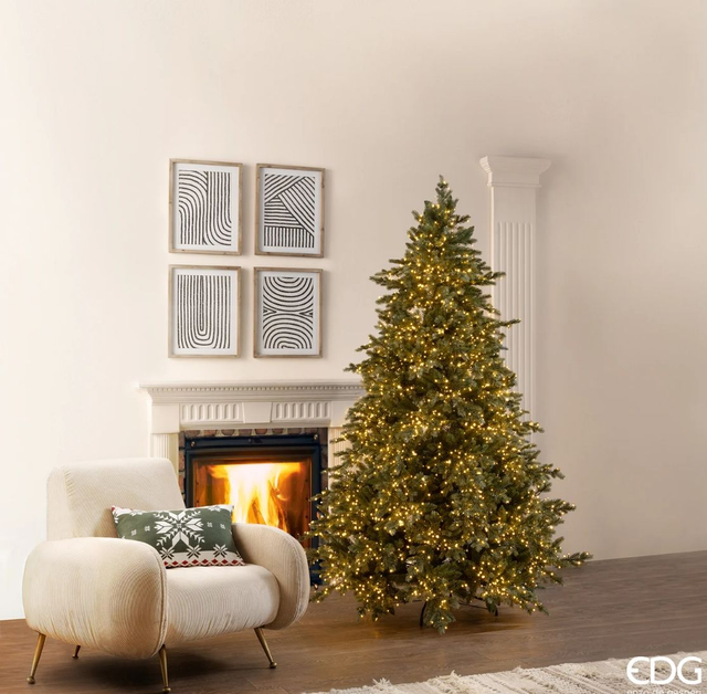 EDG Enzo De Gasperi Albero di Natale Pino Argentato H210 cm con 4000 Mini Led