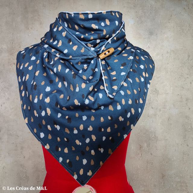 Echarpe Foulard Pois Léopard &amp; Minky Blanc (Adulte) 