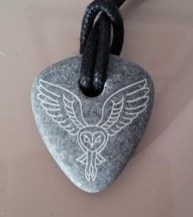 Pebble pendant  - Barn owl