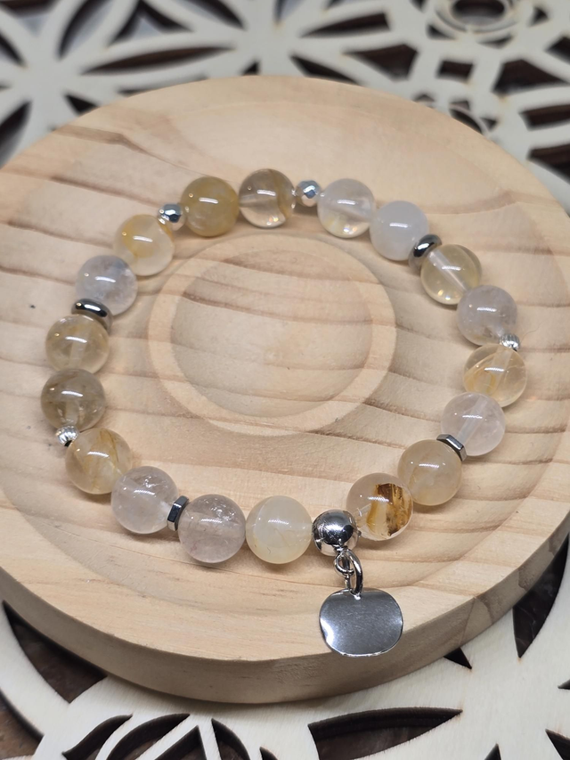 Bracelet Quartz Hématoïde jaune 0,8 cm 