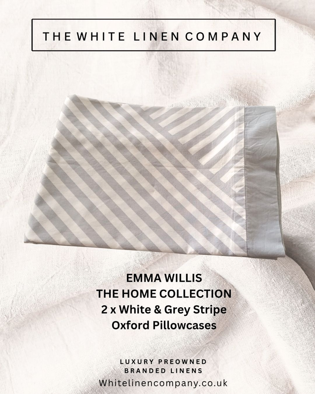EMMA WILLIS - The Home Collection - 100% Cotton 2 Oxford  Grey Stripe Pillowcase