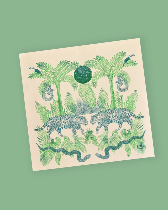 Affiche imprimée en risographie Jungle mania