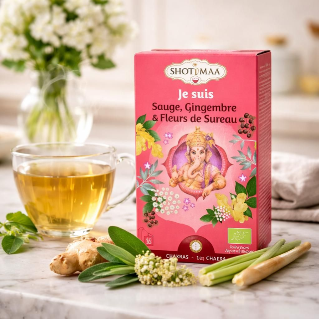 "Je suis" - Tisane bio - Sauge, Gingembre, Fleurs de sureau