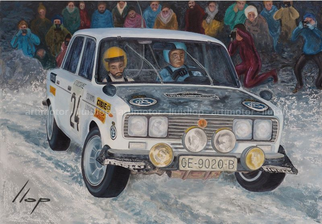 Artimotor Giclée 48x33 (numerada) - 1977 Salvador Servià (Seat FU Juncosa) 7º rallye Montecarlo