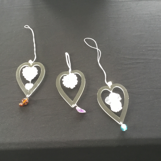 acrylic hanging hearts