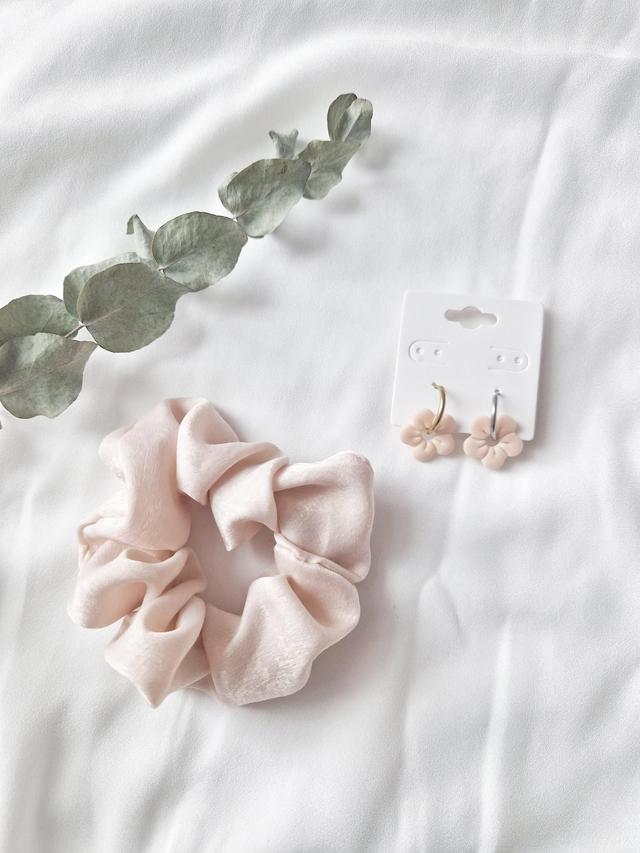 Box Interchangeables + Chouchou satin rose poudré 