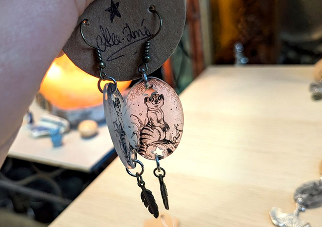 Suricate, boucles d'oreilles, avec breloque