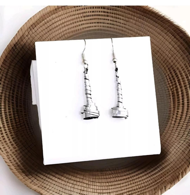 Aluminium Pair Earring Dangle Drop ECO Handmade Unique Lightweight