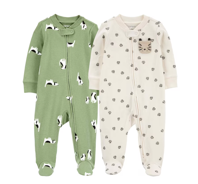 Enxoval bebê macacão 2 peças com pezinho patinha cachorro multicor