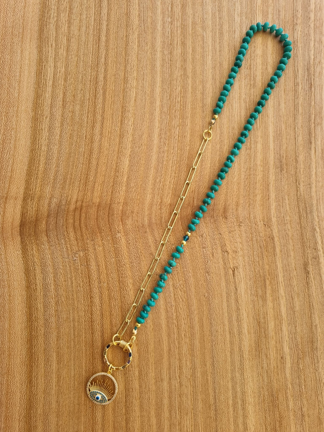 Kette Lucia mini- Türkis, handgeknotet