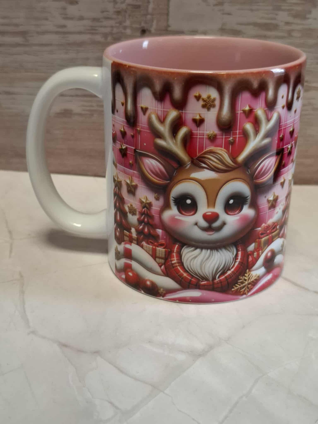 Mug biche de noel rose