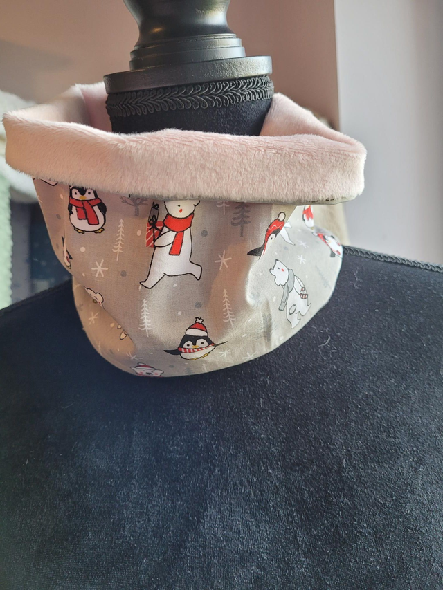 Tour de cou enfant Noel rose