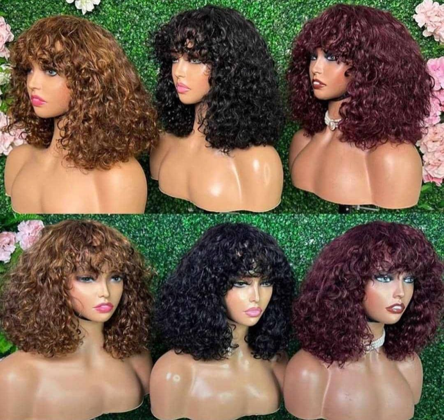 Perruque cheveux indien avec frange 16/18 pouces