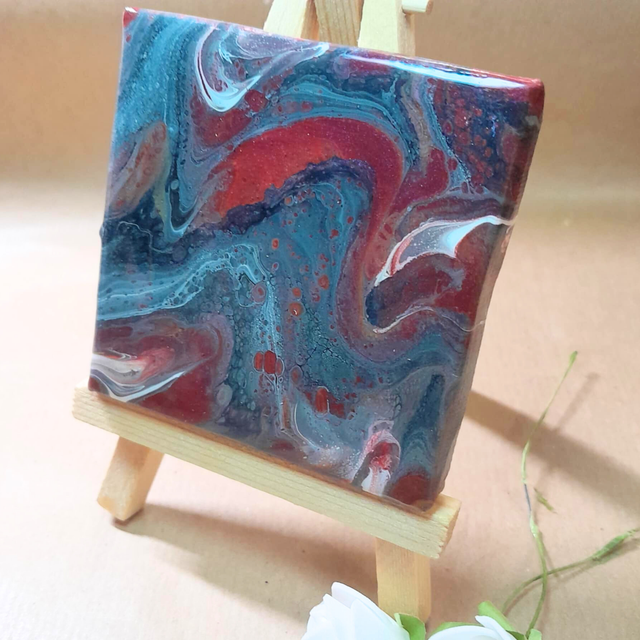 LAVE ET MINERAL - Mini-tableau - Peinture acrylique &amp; résine UV