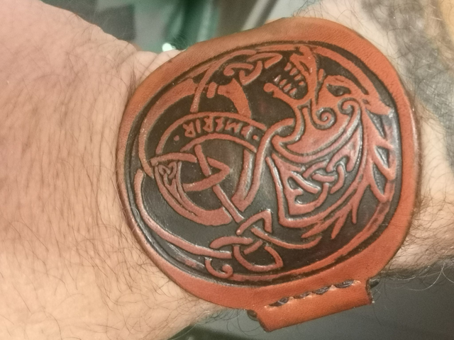 Viking Wolf Embossed Adjustable Bracelet