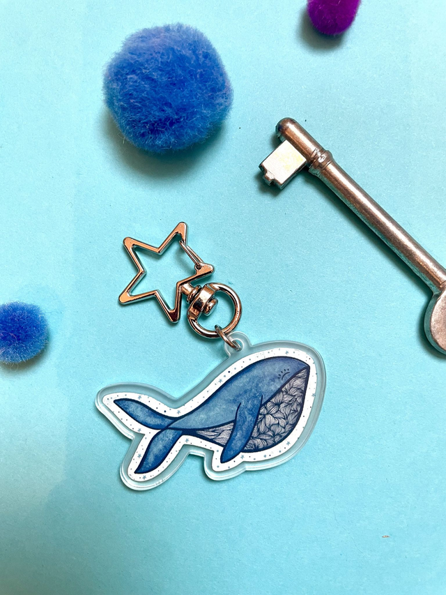 Porte-clés baleine bleue