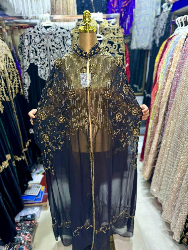 Cape Chiffon perlé doré T.u