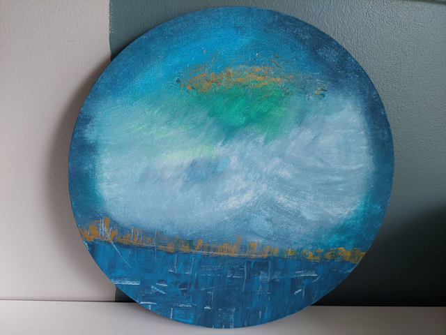 Lohtu Akryyli, sekatekniikka, pyöreä canvas Halkaisija: 40 cm 