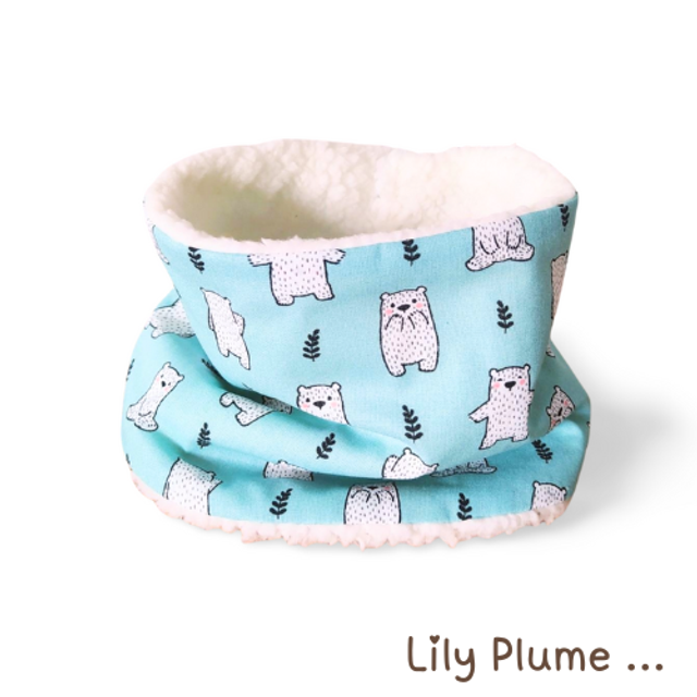 Col cache-cou 1 ère âge bleu ours blanc