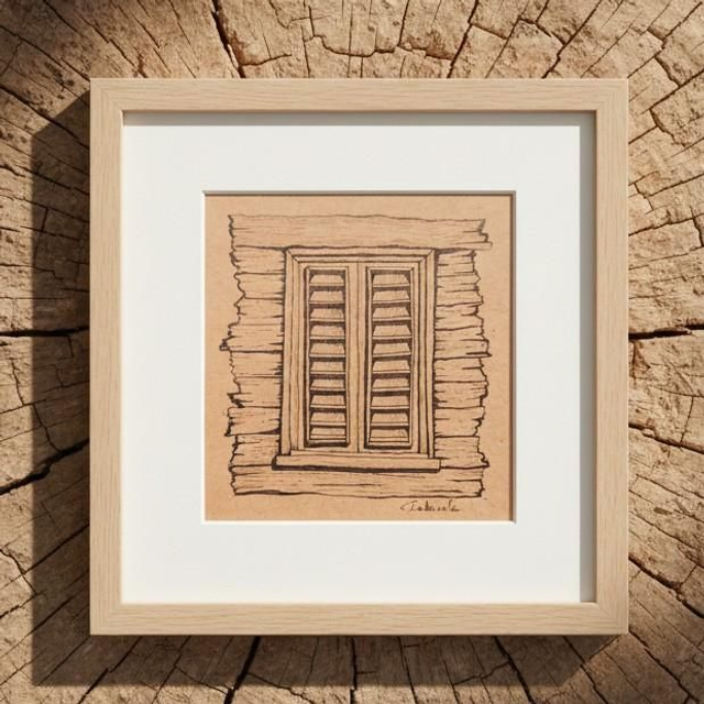 Encre et crayon - case créole - Jalousie #3