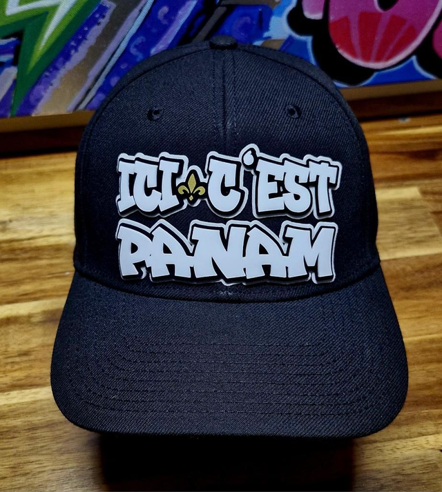 #17 CASQUETTE CUSTOM 3D  ICI C&#039;EST PANAM NOIR ET BLANC 