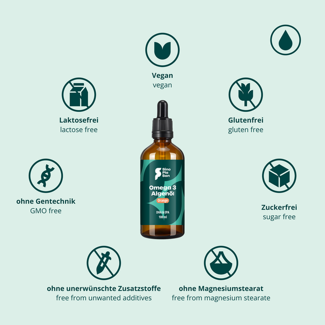 SinoPlaSan - Omega-3 Algenöl DHA & EPA mit Zitrone 100ml