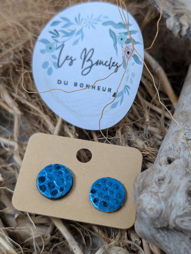 Boucles d'oreilles puces bleu métallisé pu071