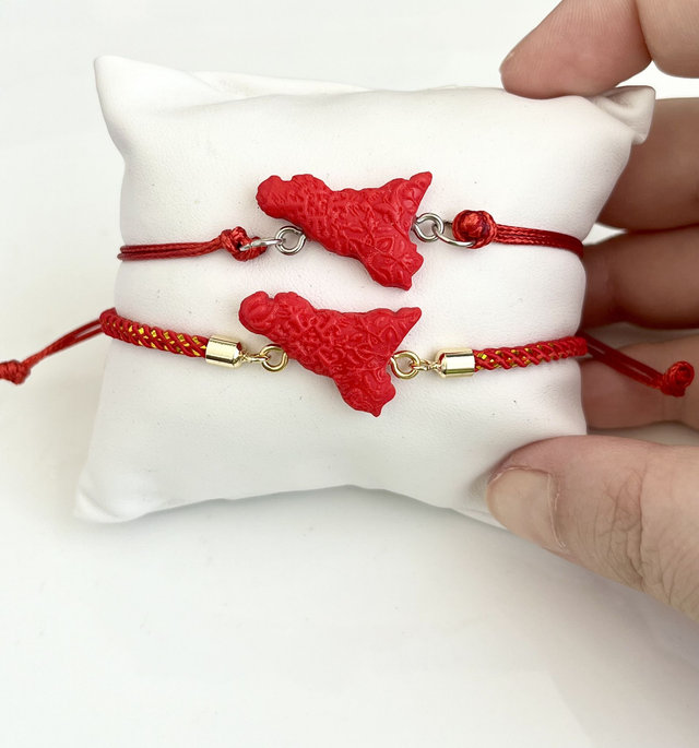 Bracciale Sicilia unisex con Maioliche in rilievo - Rosso