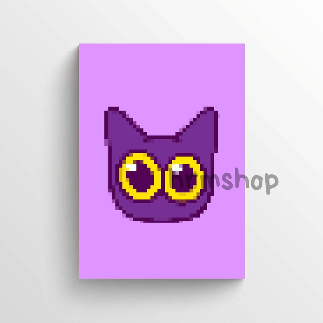Pixel Cat Art Print 6x4" Unframed 